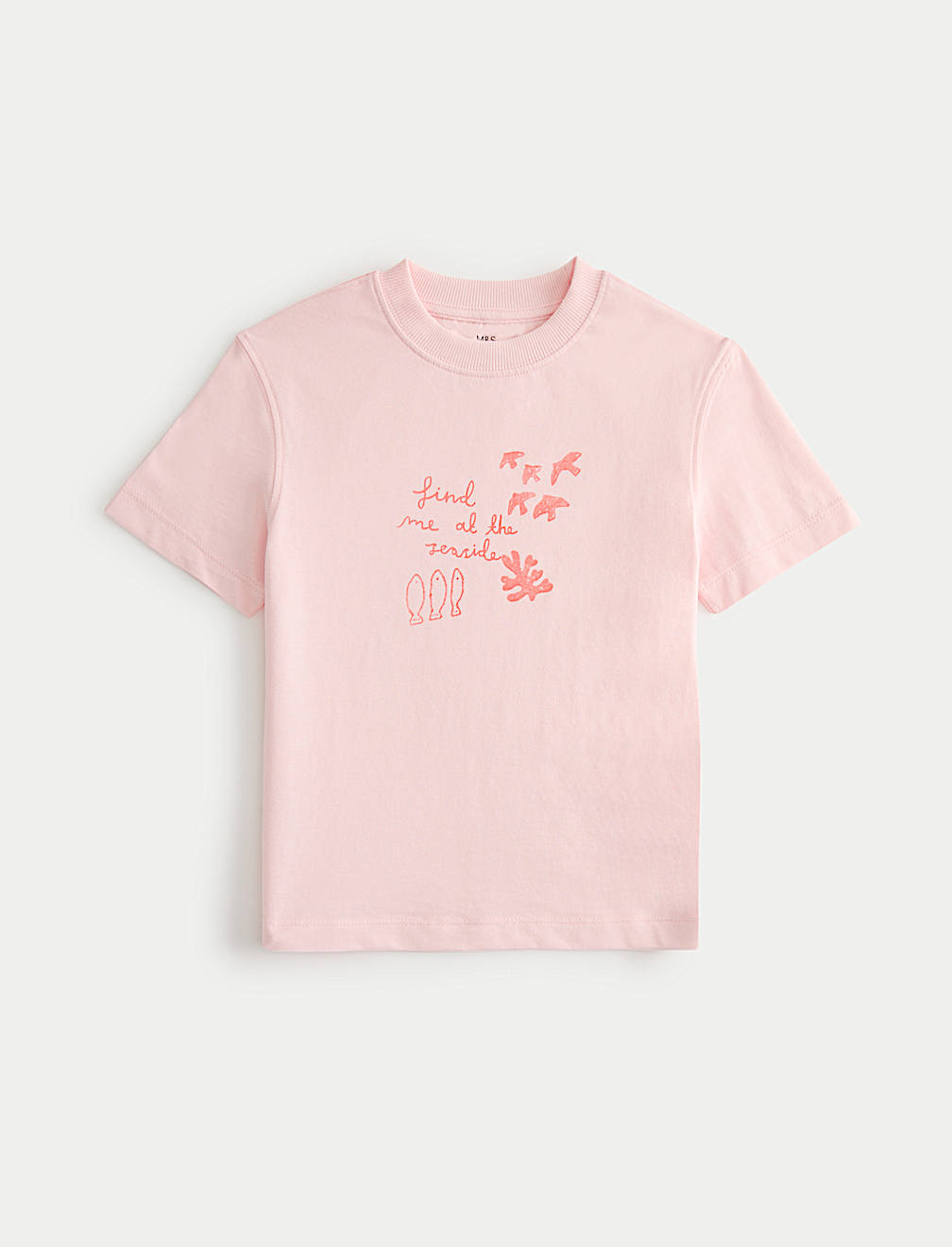 Pure Cotton Crew Neck Seaside Print T-Shirt (2-8 Years)