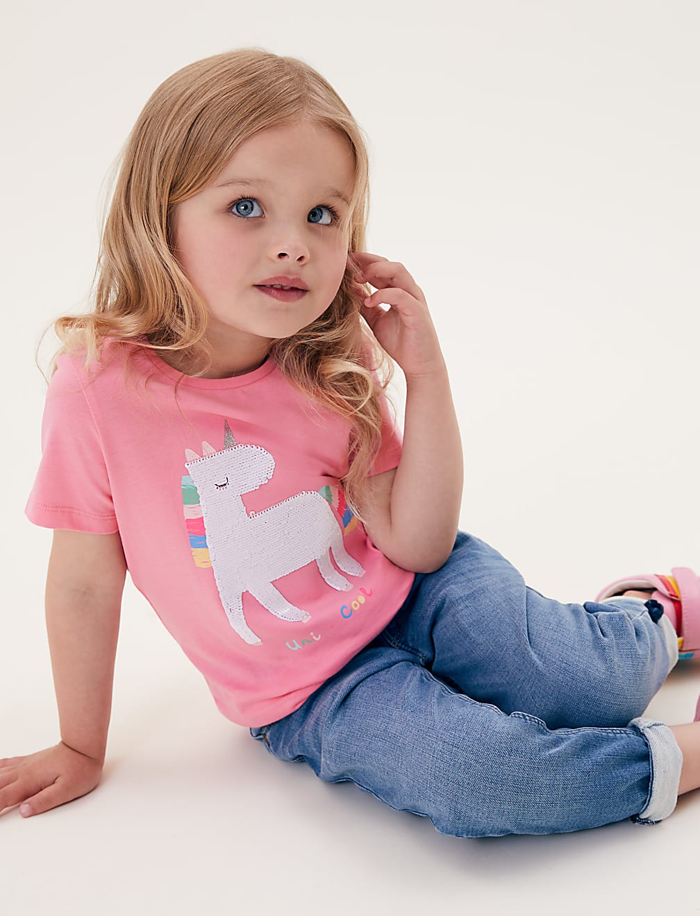 Pure Cotton Sequin Unicorn T-Shirt (2-7 Yrs)