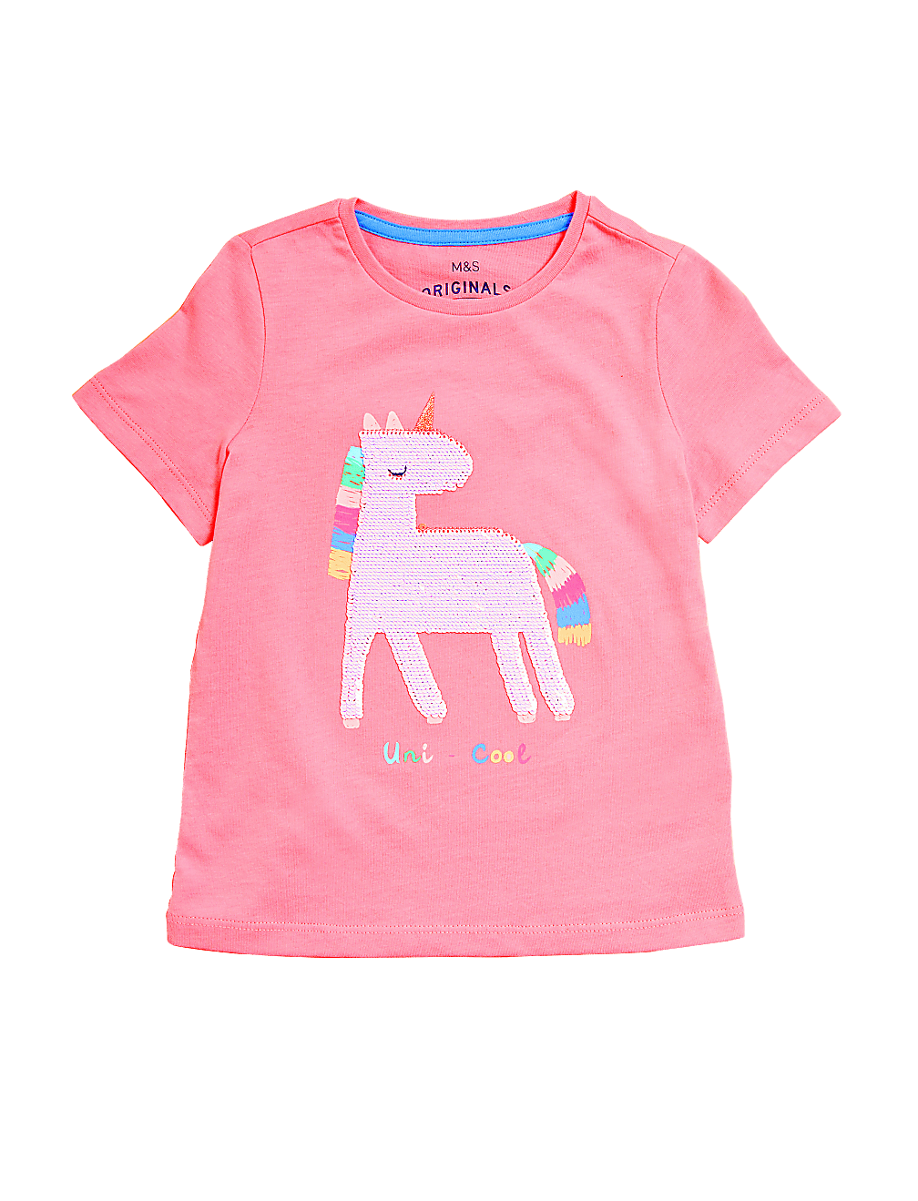 Pure Cotton Sequin Unicorn T-Shirt (2-7 Yrs)