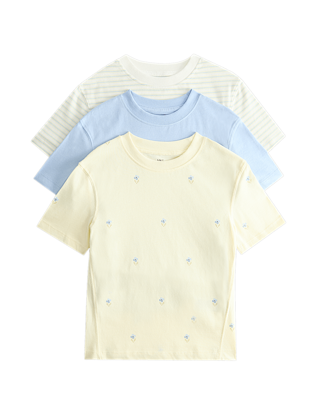 3 Pack Pure Cotton Floral T-Shirts (2-8 Yrs)