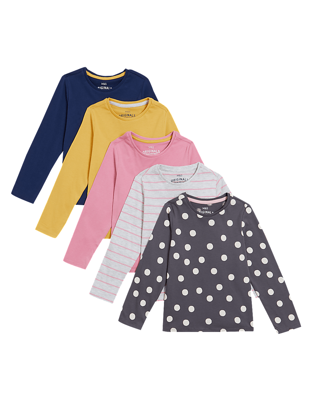 5pk Pure Cotton Printed Tops (2-7 Yrs)