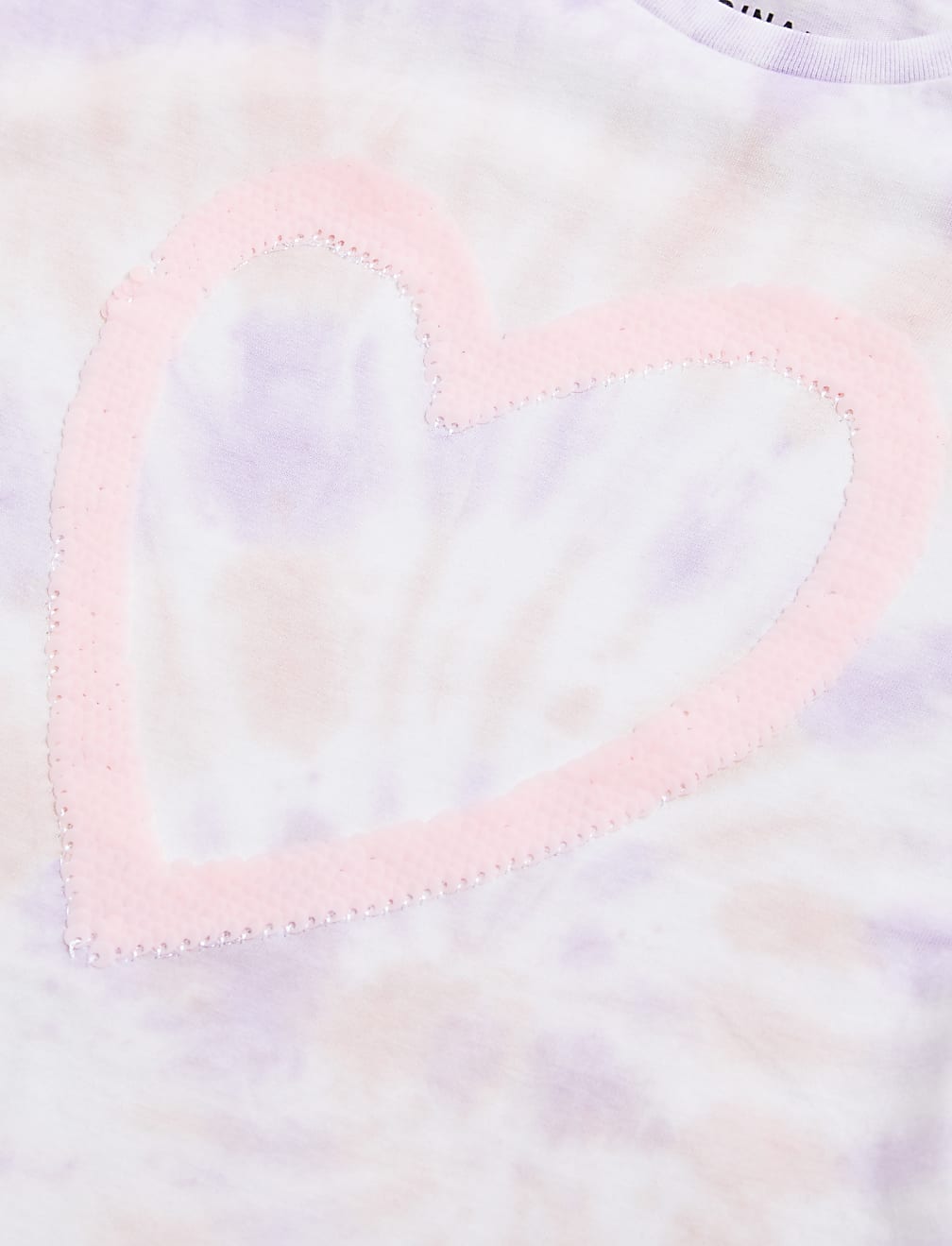 Pure Cotton Tie Dye Sequin Heart T-Shirt (2-7 Yrs)