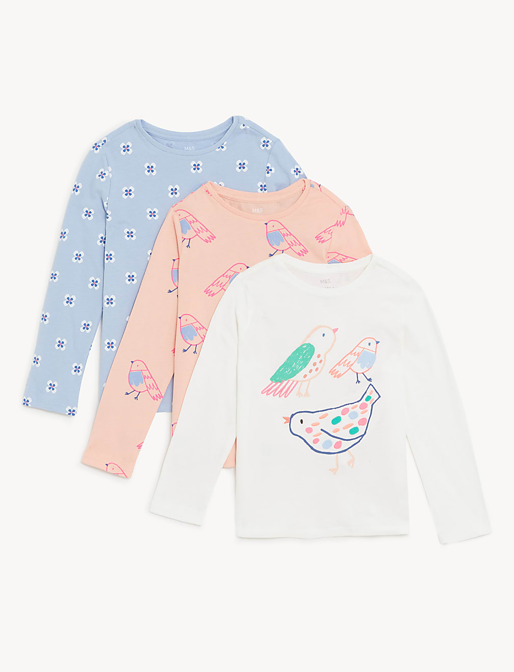 3pk Pure Cotton Bird & Floral Tops