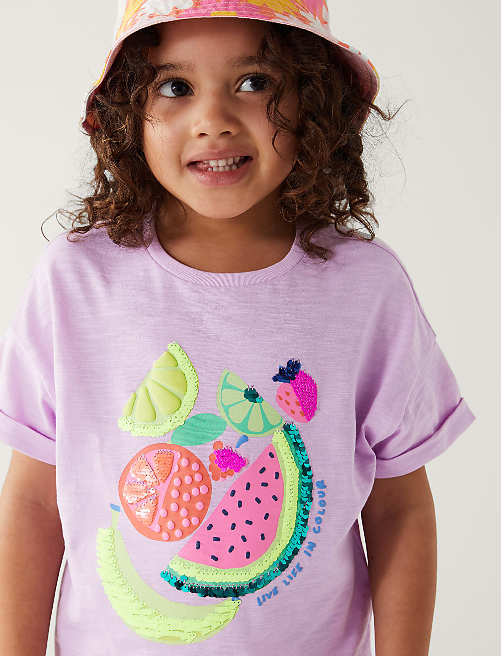 Pure Cotton Sequin Fruit T-Shirt
