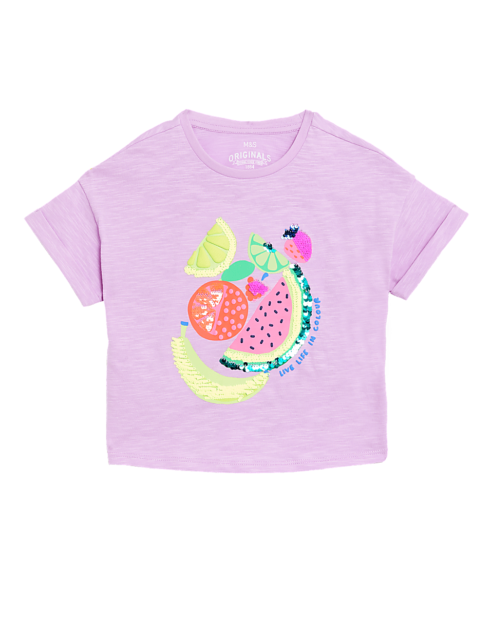 Pure Cotton Sequin Fruit T-Shirt