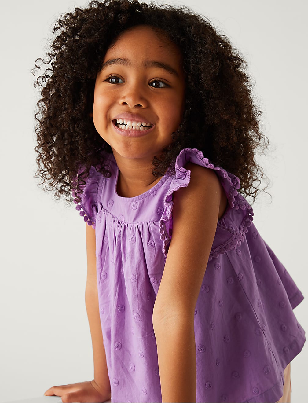 Pure Cotton Spotted Top (2-8 Yrs)