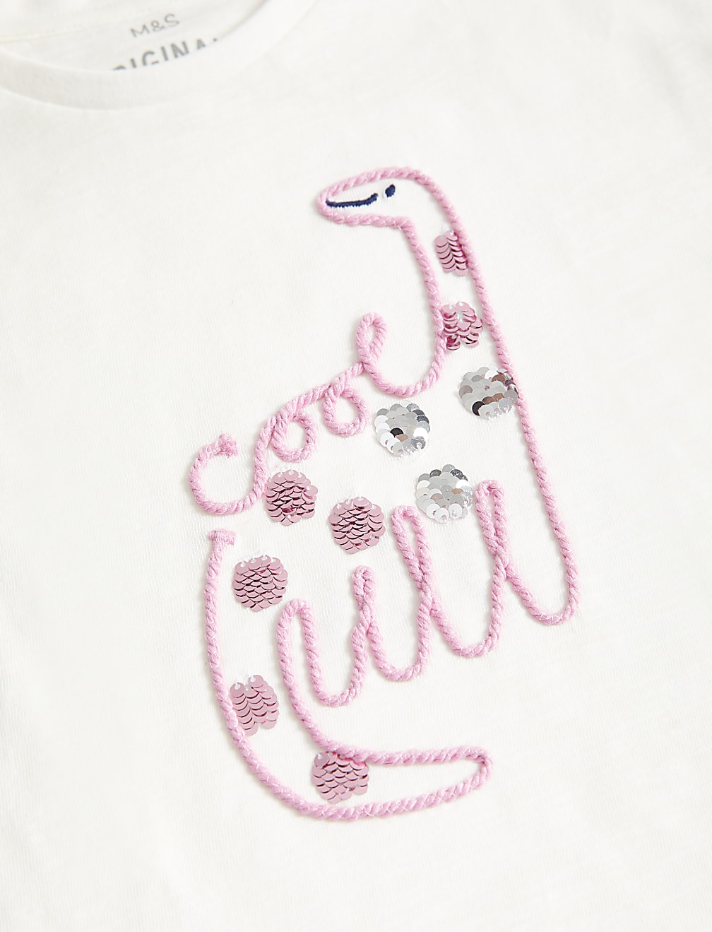 Pure Cotton Sequin Dinosaur T-Shirt (2-8 Yrs)