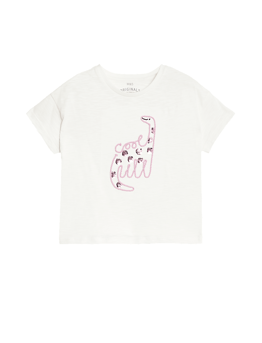 Pure Cotton Sequin Dinosaur T-Shirt (2-8 Yrs)