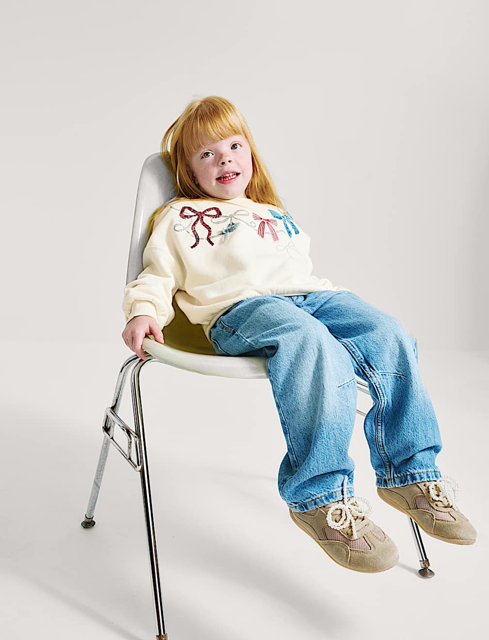 Cotton Rich Bow Sweatshirt (2-8 Yrs)
