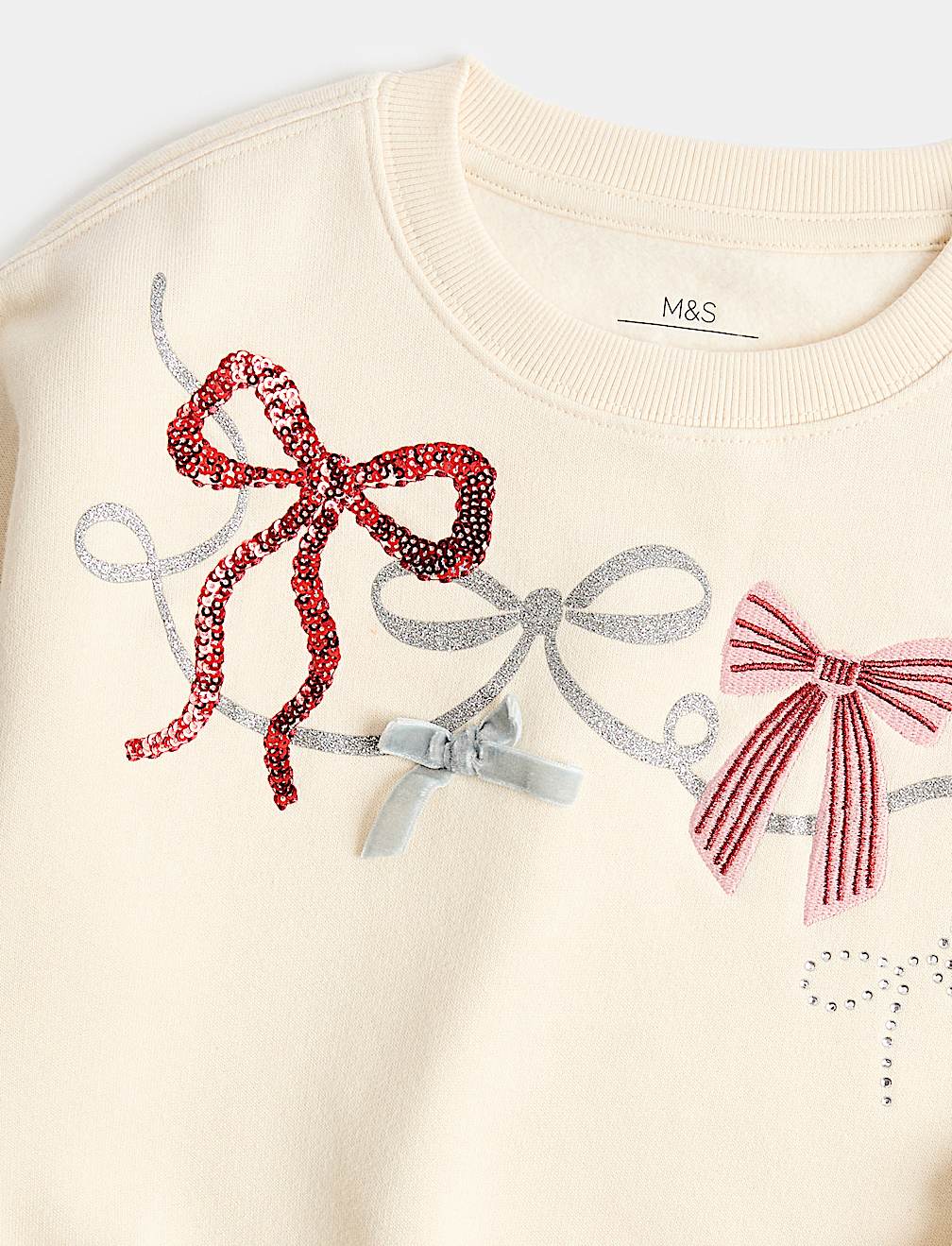 Cotton Rich Bow Sweatshirt (2-8 Yrs)