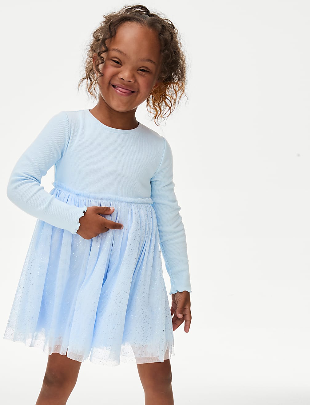 Cotton Rich Tulle Glitter Dress (1-8 Yrs)