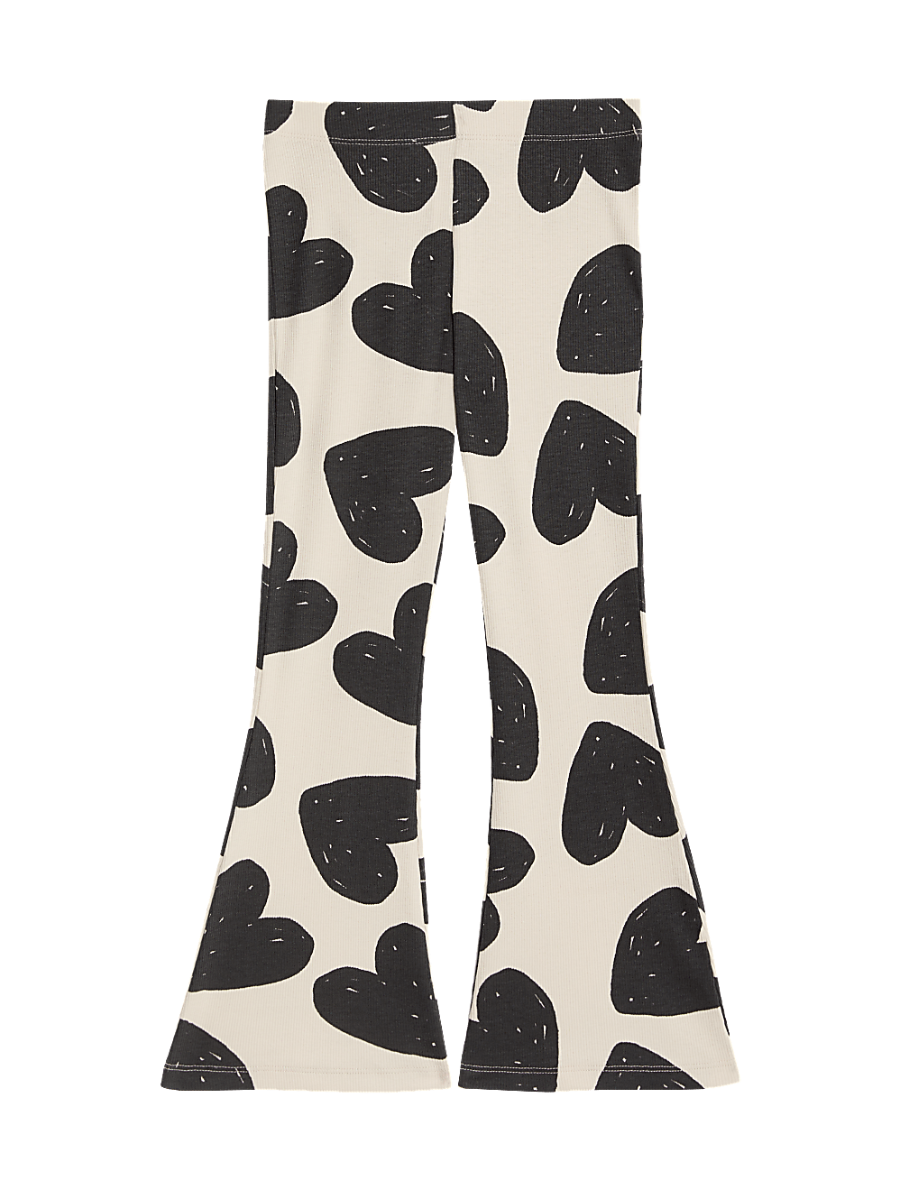 Cotton Rich Heart Ribbed Flared Leggings (2-8 Yrs)