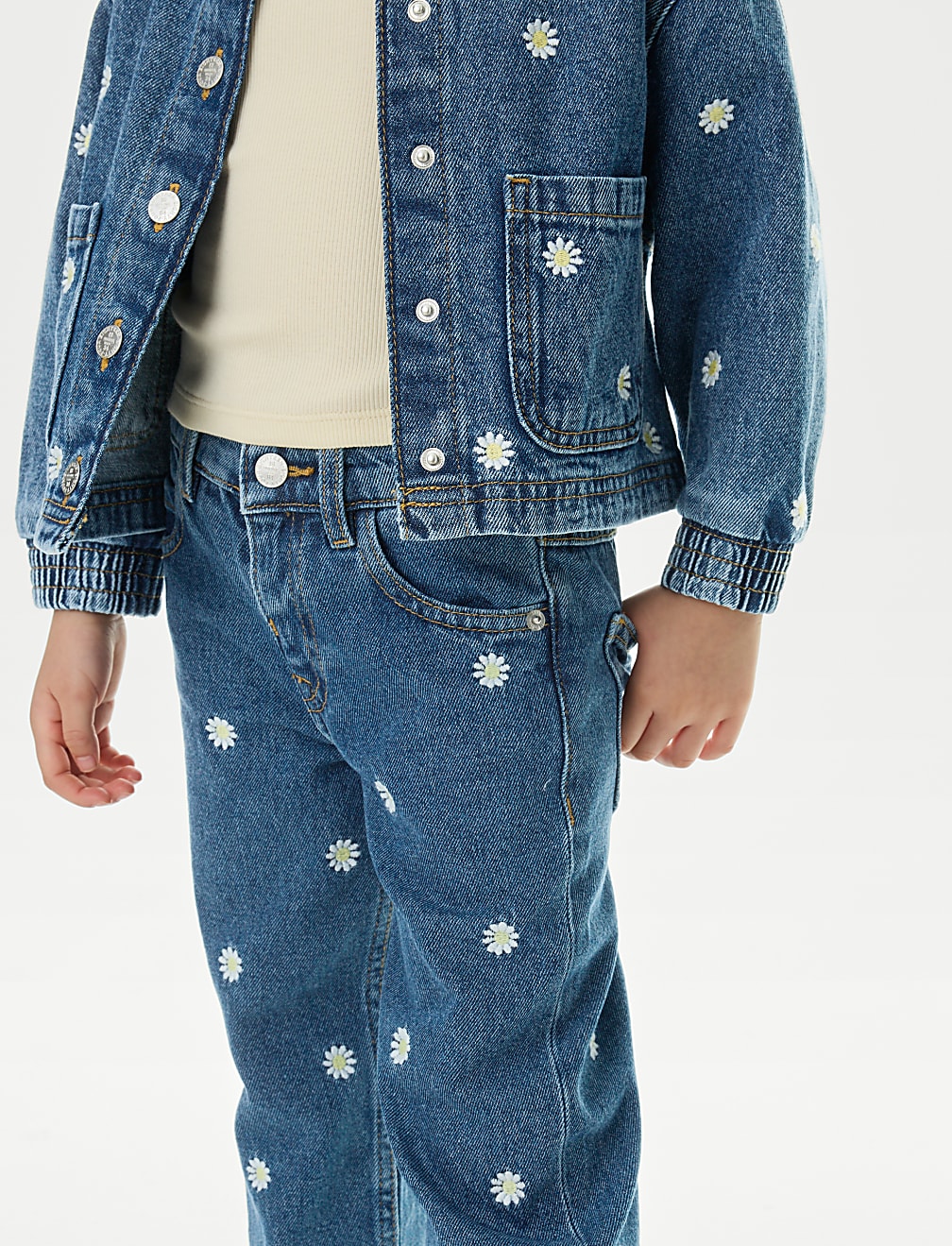 Daisy Embroidery Denim Jeans (2-8 Yrs)