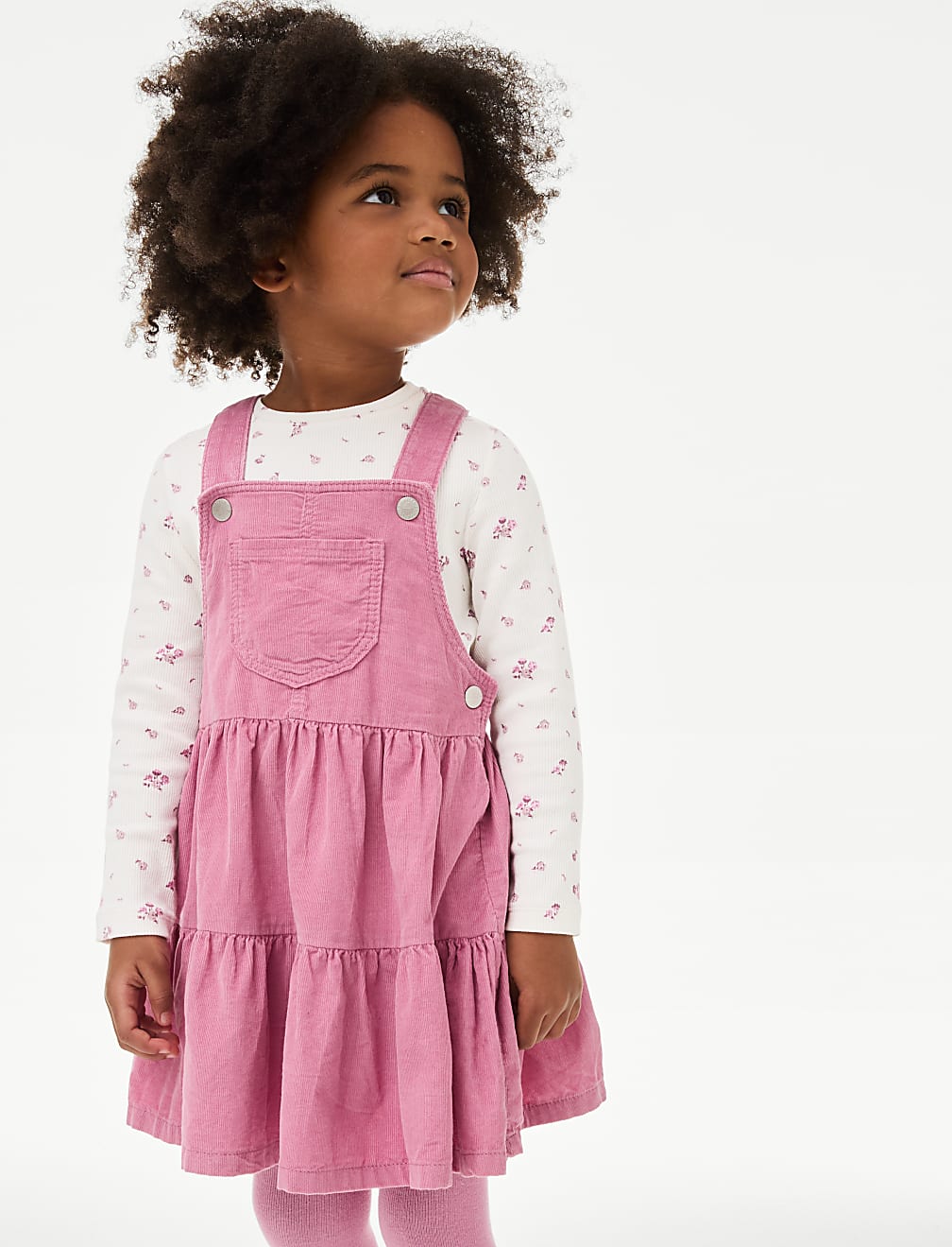 3pc Cord Pinafore, Top and Tights Outfit (2-8 Yrs)