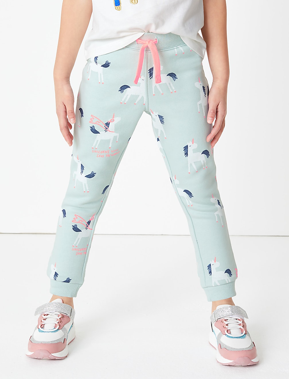 Cotton Unicorn Print Joggers (2-7 Yrs)