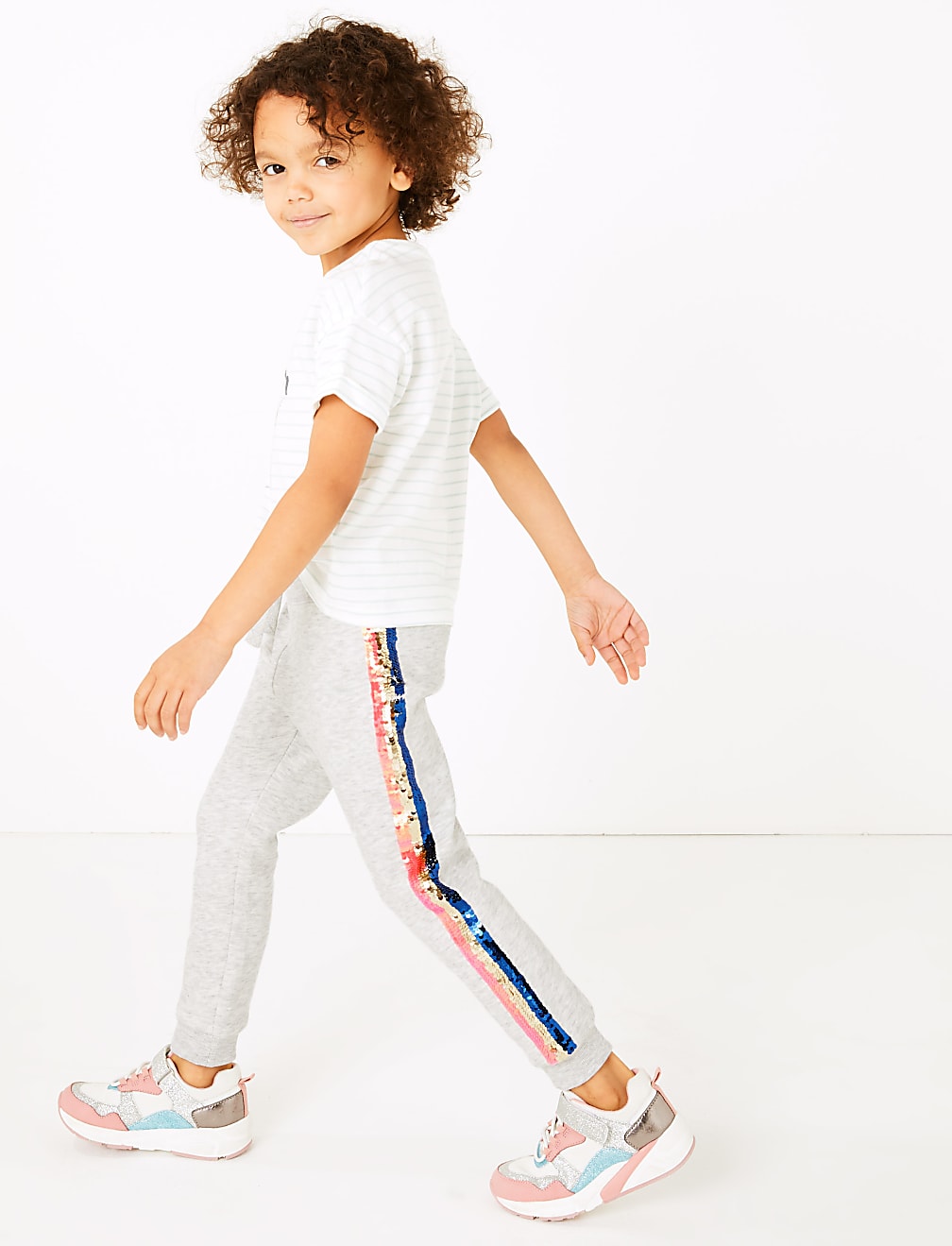 Reversible Sequin Side Stripe Joggers (2-7 Yrs)