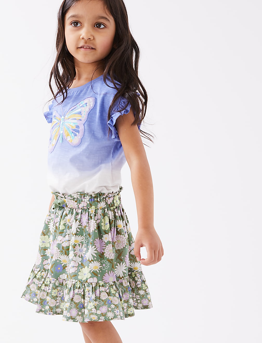 Pure Cotton Floral Skirt (2-7 Yrs)