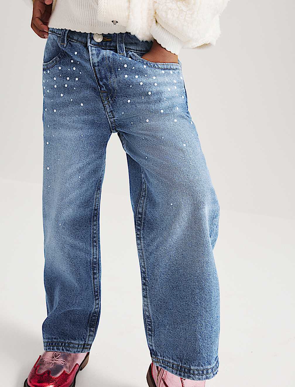 Denim Elasticated Straight Leg Jeans