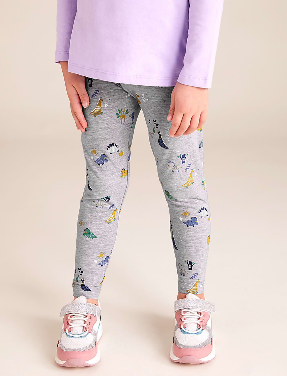 3pk Cotton Dinosaur Leggings (2-7 Yrs)