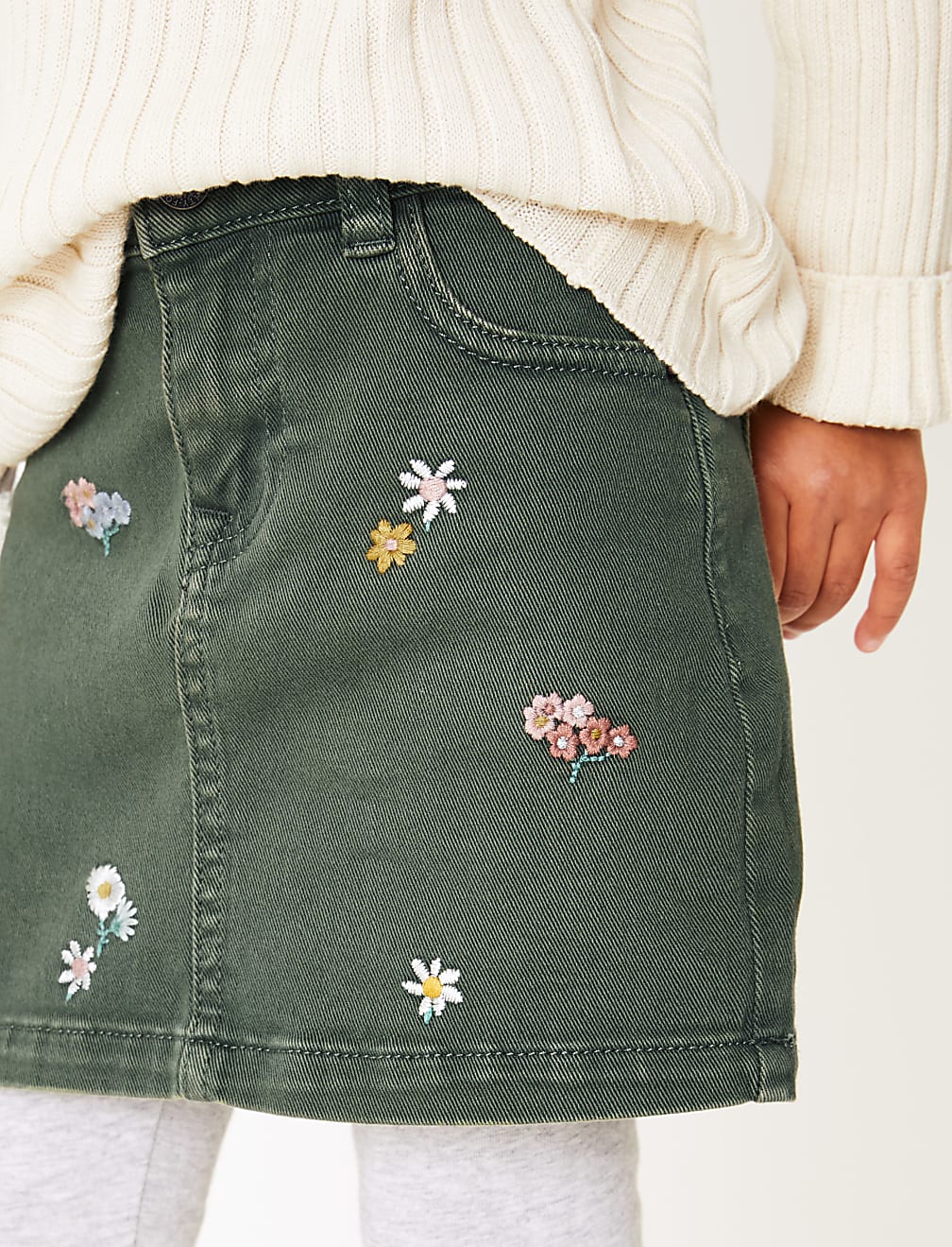 Denim Floral Embroidered Skirt (2-7 Years)