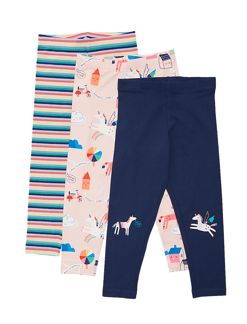 3pk Cotton Unicorn Print Leggings (2-7 Yrs)