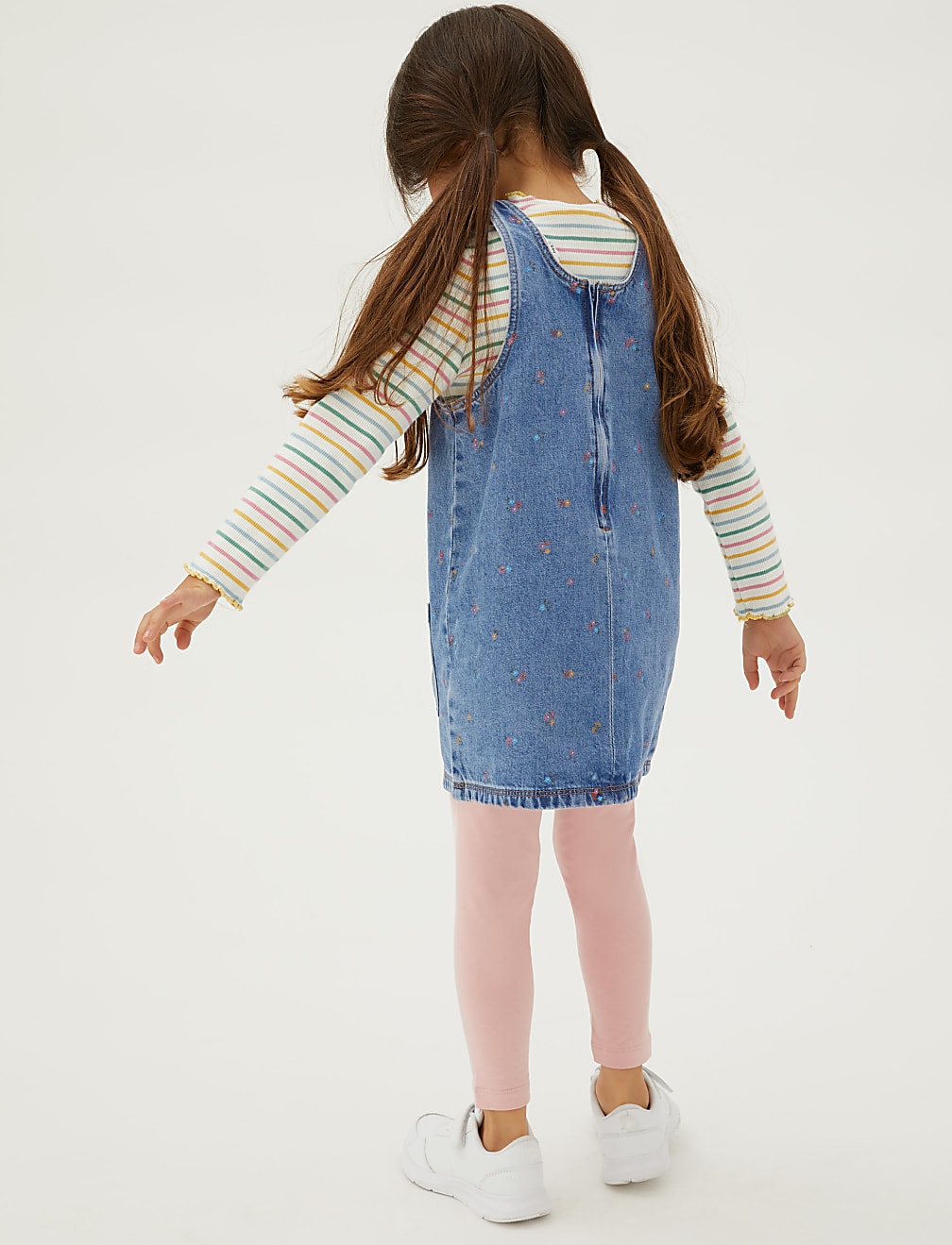 2pc Denim Floral Pinafore Outfit (2-7 Yrs)