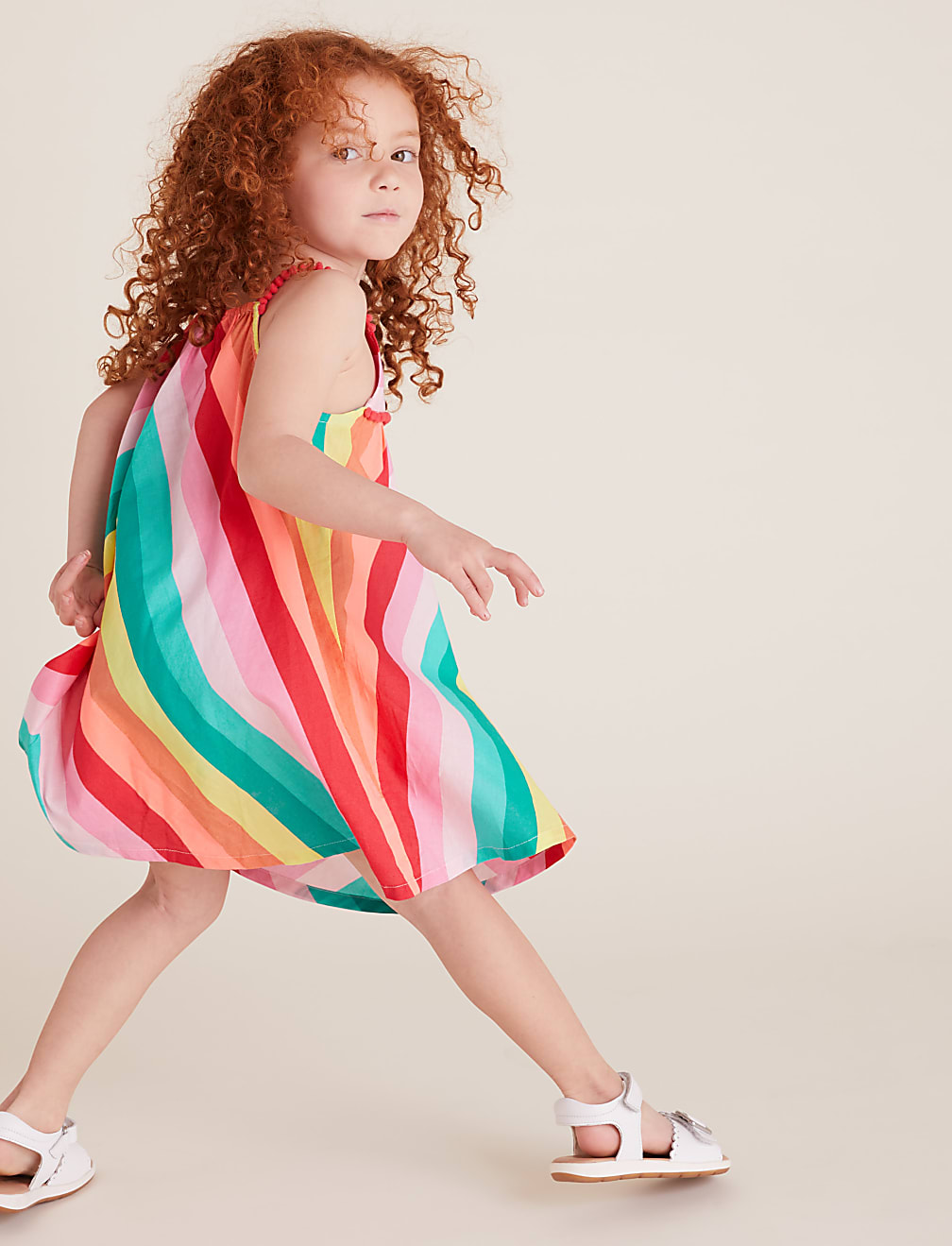 Pure Cotton Rainbow Striped Dress (2-7 Yrs)