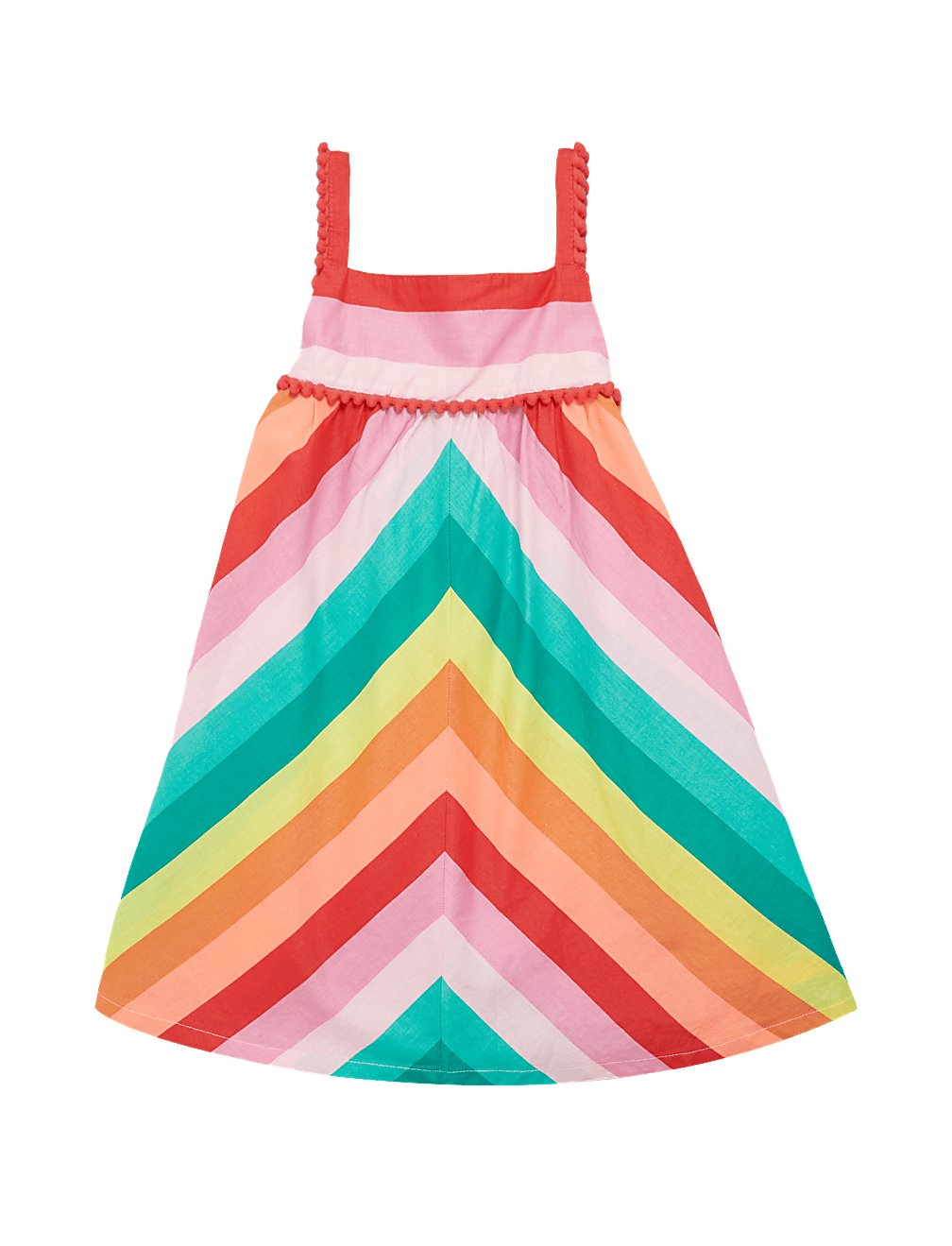 Pure Cotton Rainbow Striped Dress (2-7 Yrs)