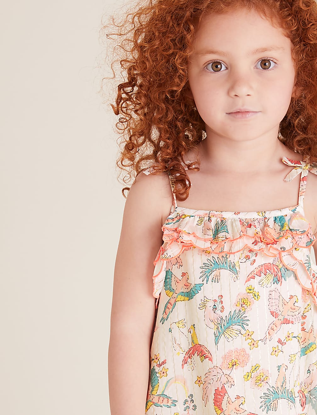 Cotton Bird Print Dress (2-7 Yrs)