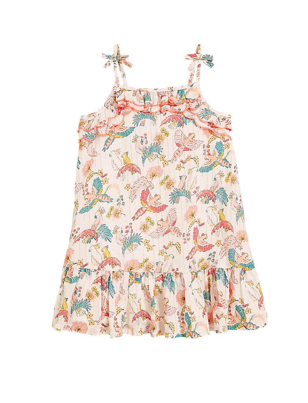 Cotton Bird Print Dress (2-7 Yrs)