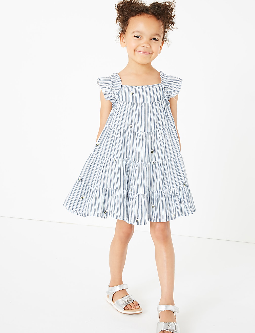 Cotton Bee Embroidered Dress (2-7 Yrs)