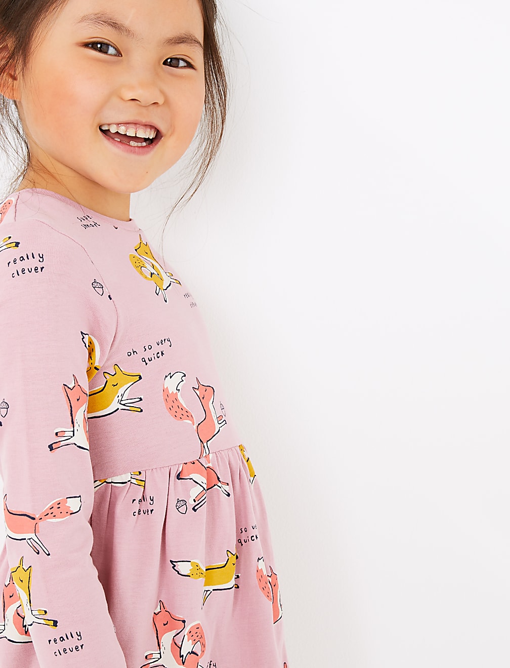 Pure Cotton Fox Print Dress (3 Months - 7 Years)