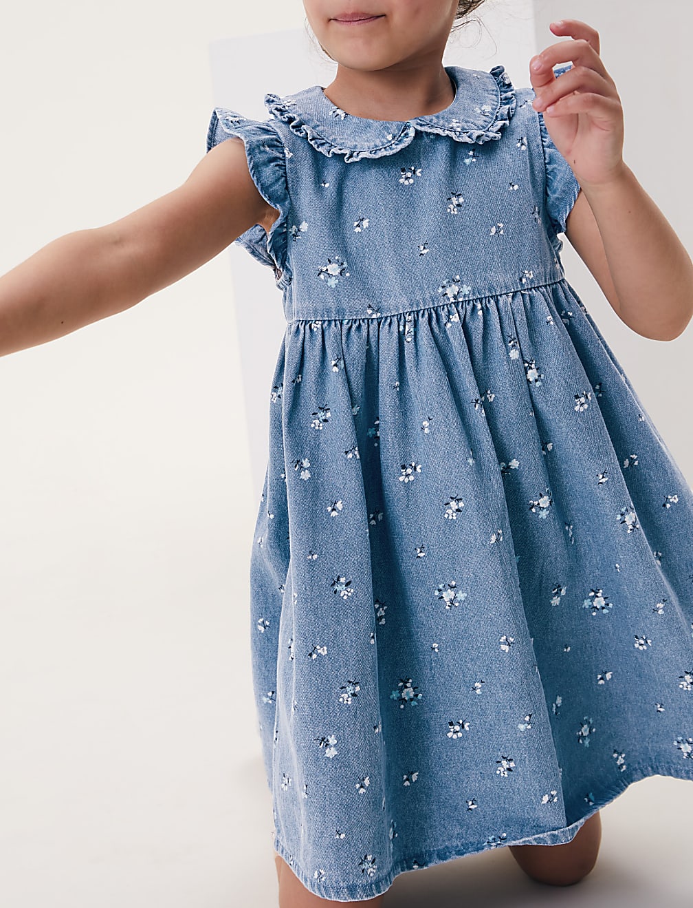 Denim Floral Print Dress (2-7 Yrs)