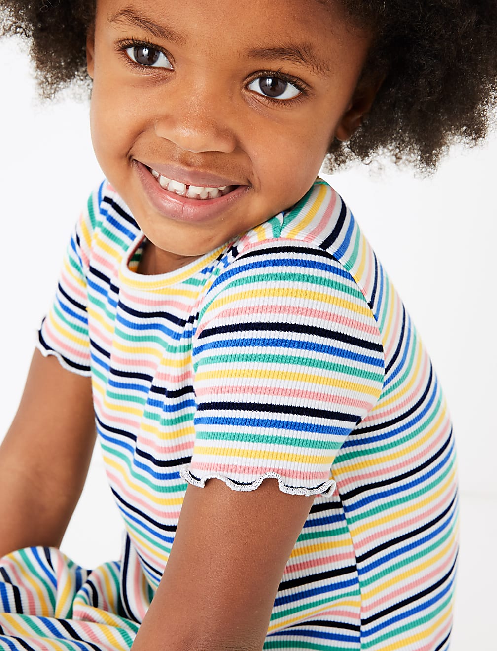 Ribbed Multicolour Striped Dress (2-7 Yrs)