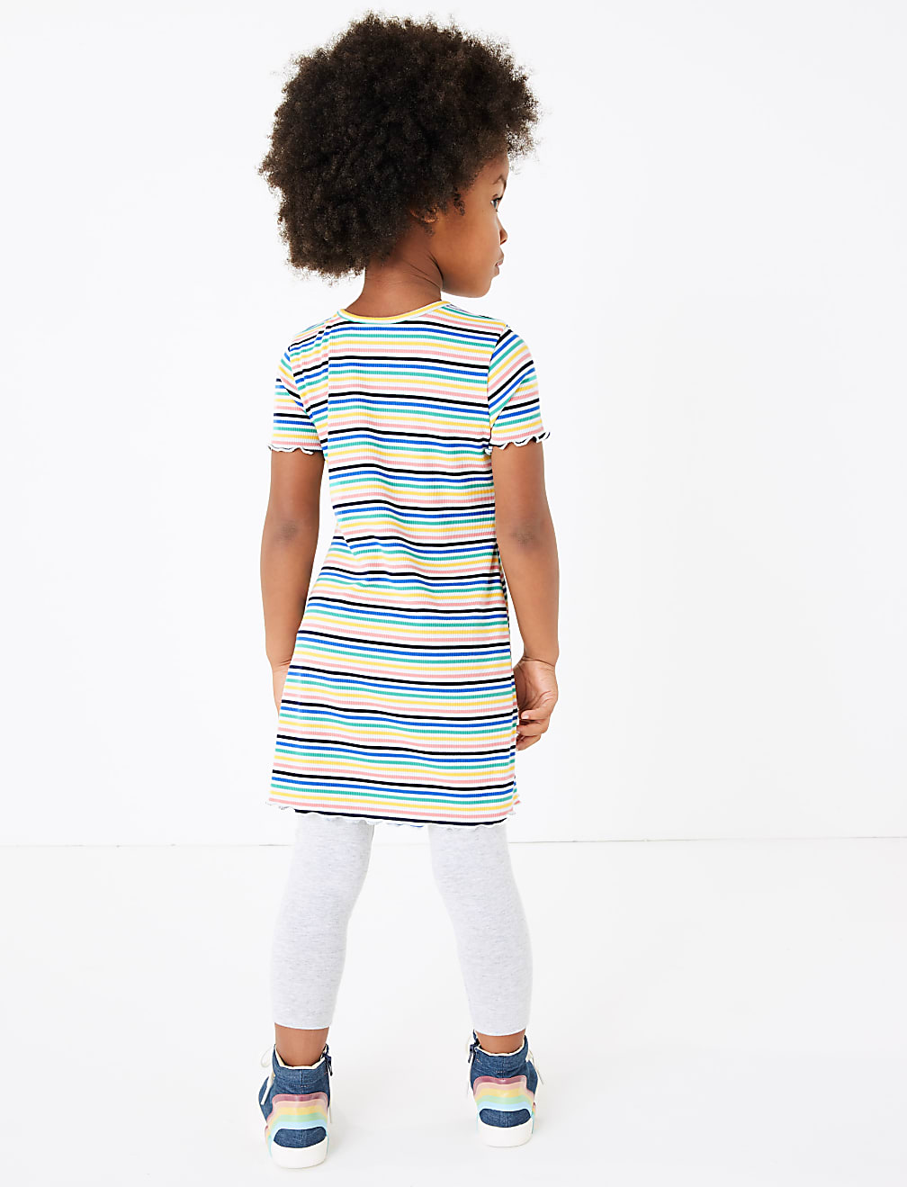 Ribbed Multicolour Striped Dress (2-7 Yrs)