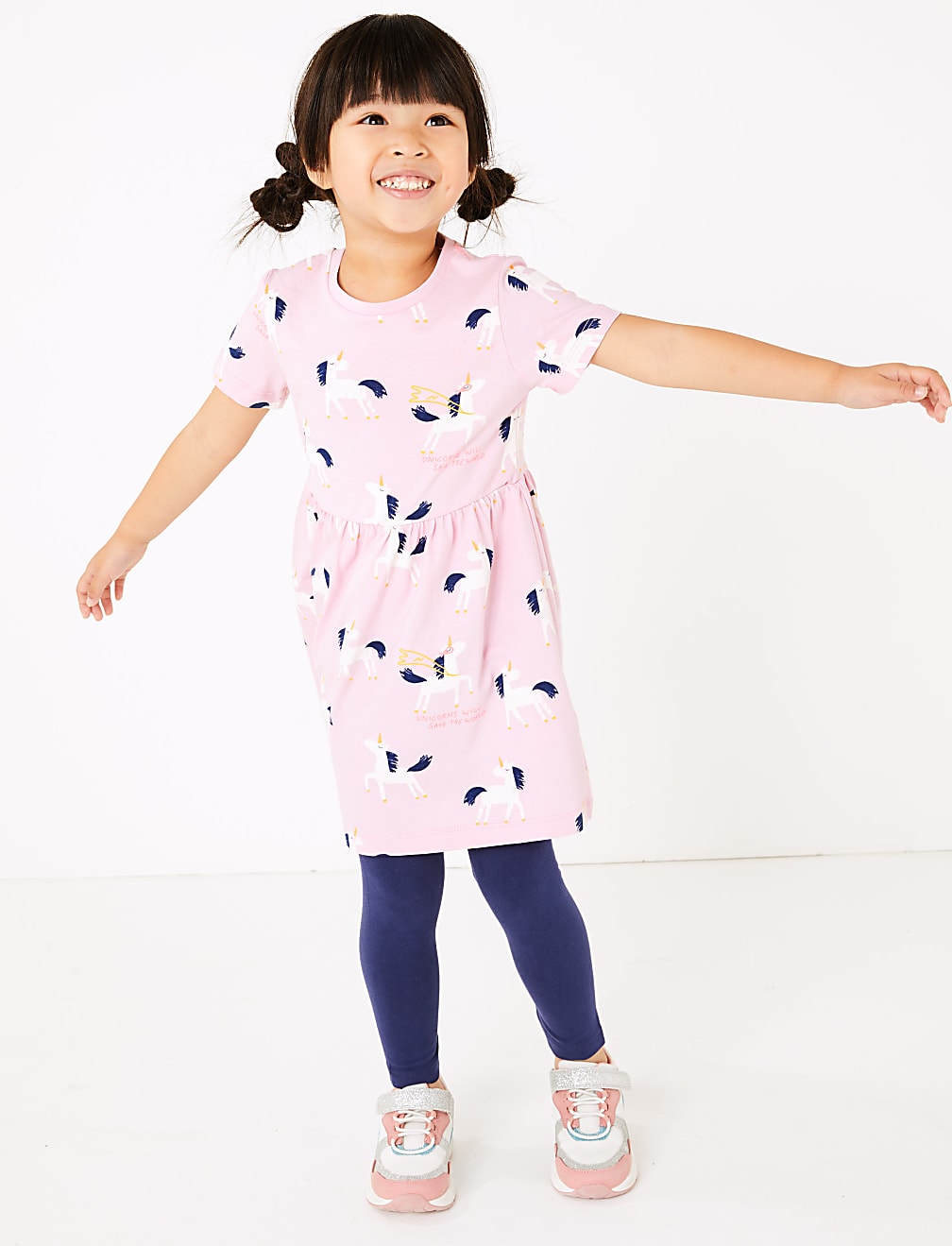 Cotton Unicorn Print Dress (2-7 Yrs)