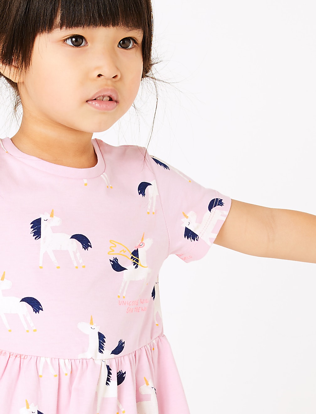 Cotton Unicorn Print Dress (2-7 Yrs)