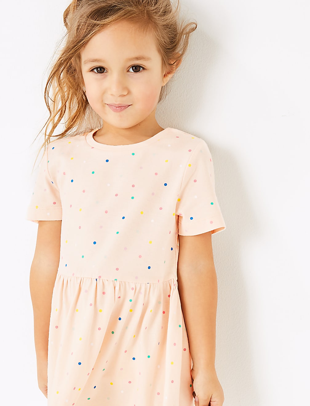 Cotton Spotted Dress (2-7 Yrs)