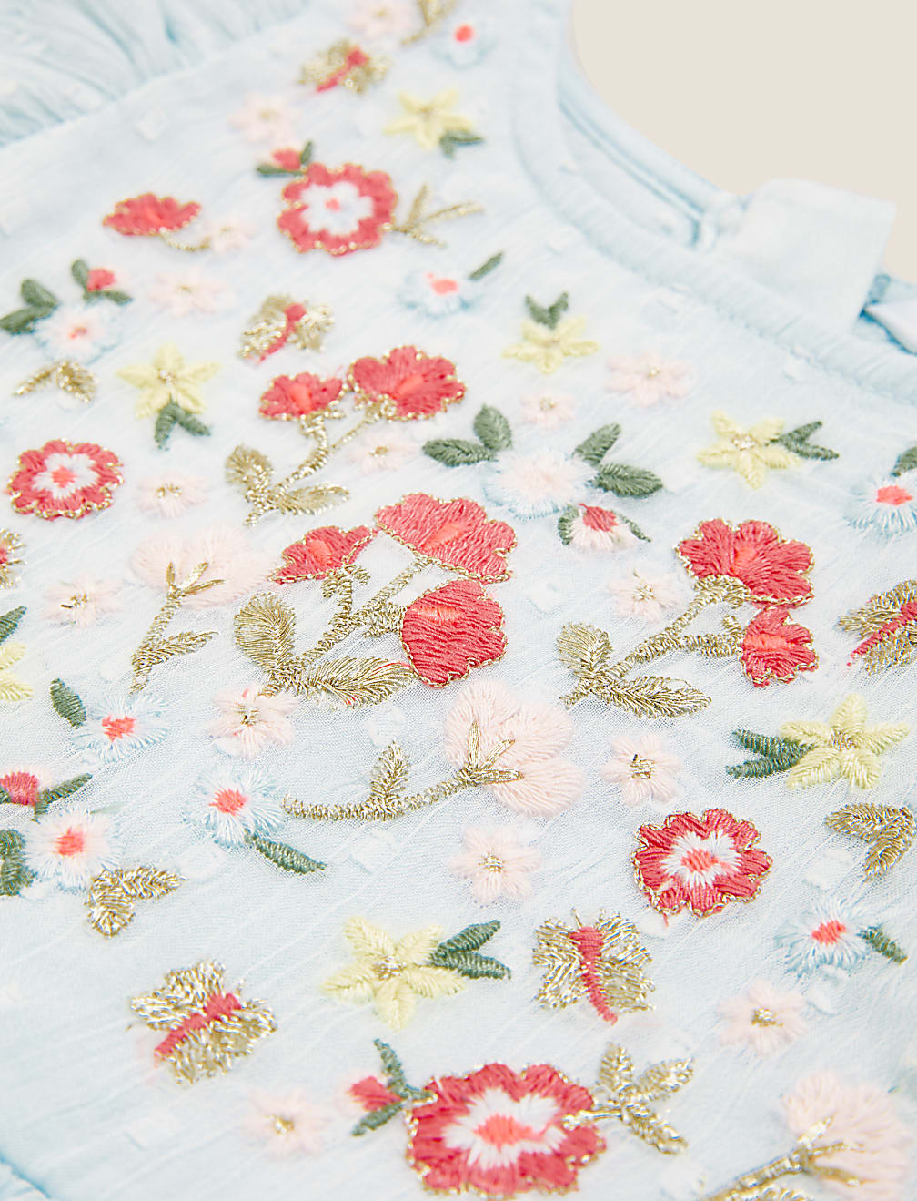 Embroidered Floral Chiffon Dress (2-7 Yrs)