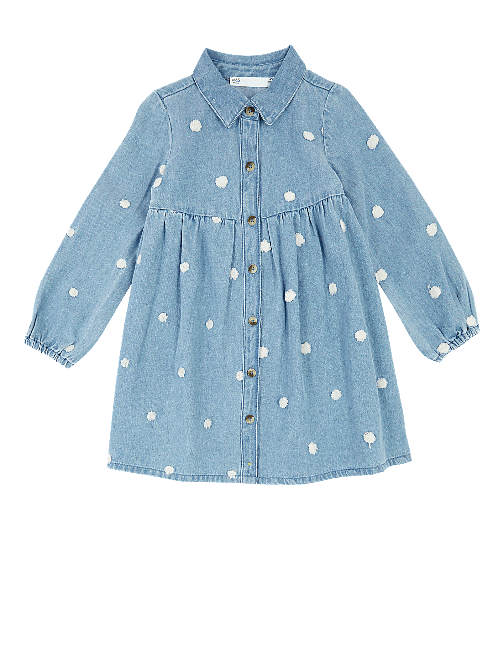 Denim Boucle Spotted Shirt Dress (2-7 Yrs)