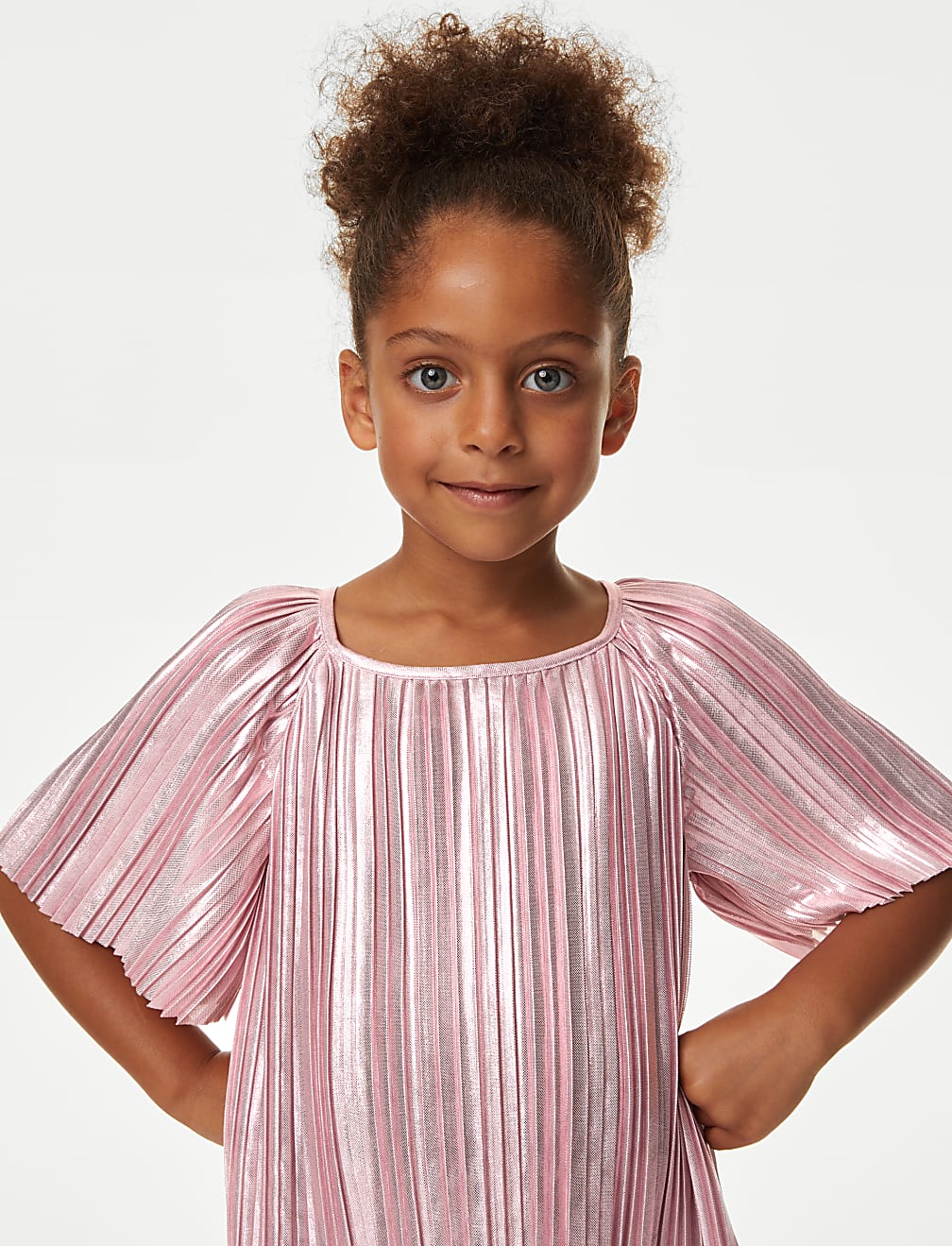 Plisse Metallic Dress (2-8 Yrs)