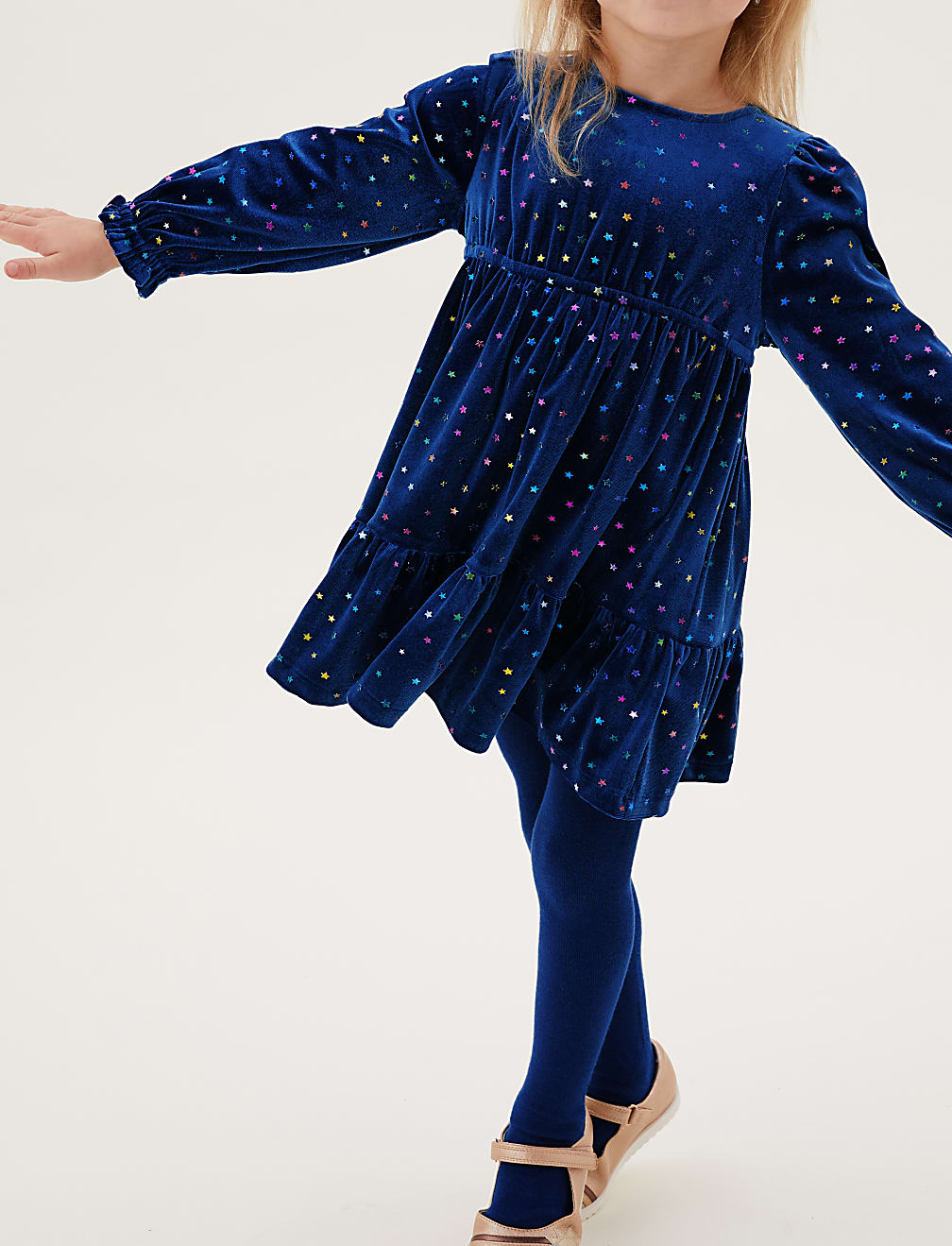 Velvet Star Print Dress (2-7 Yrs)