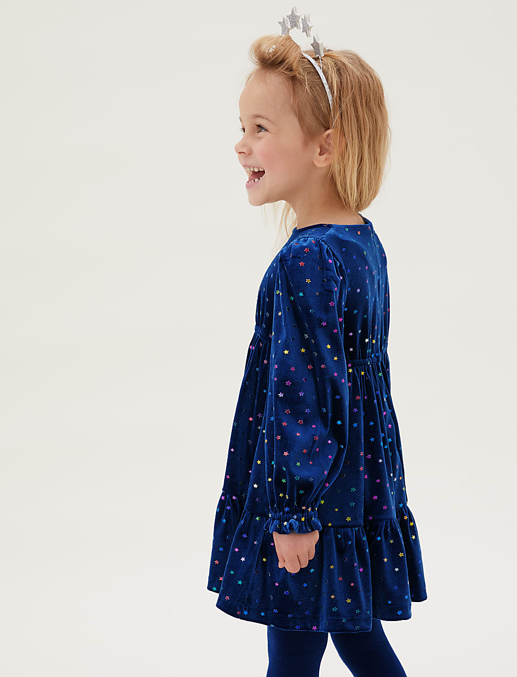 Velvet Star Print Dress (2-7 Yrs)