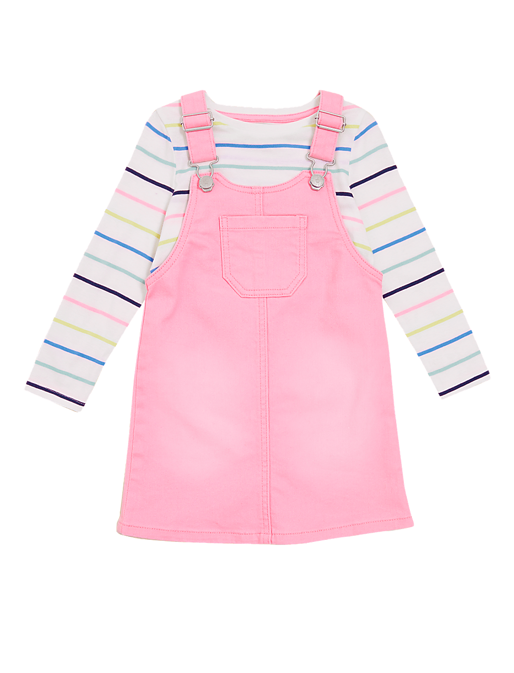 2pc Denim Striped Pinafore Outfit (2-7 Yrs)