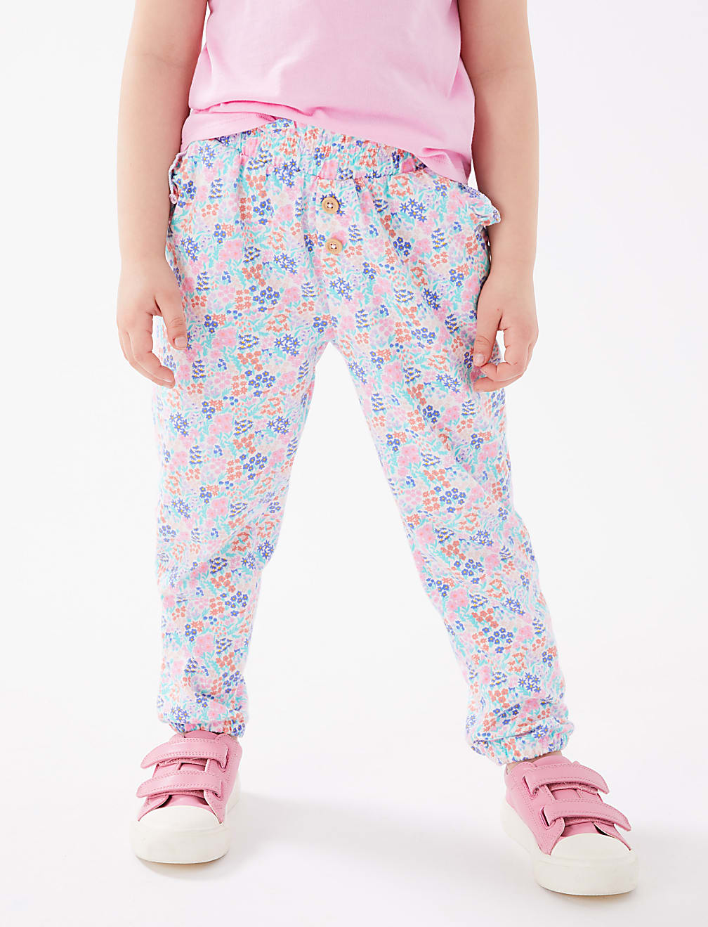 Pure Cotton Floral Trousers (2-7 Yrs)