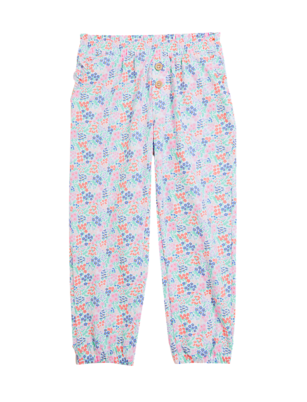 Pure Cotton Floral Trousers (2-7 Yrs)
