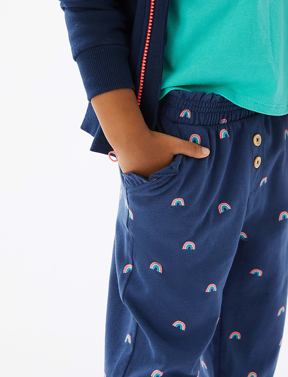 Pure Cotton Rainbow Print Trousers