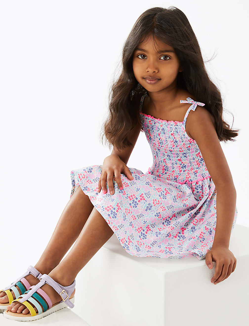 Pure Cotton Floral Dress (2-7 Yrs)