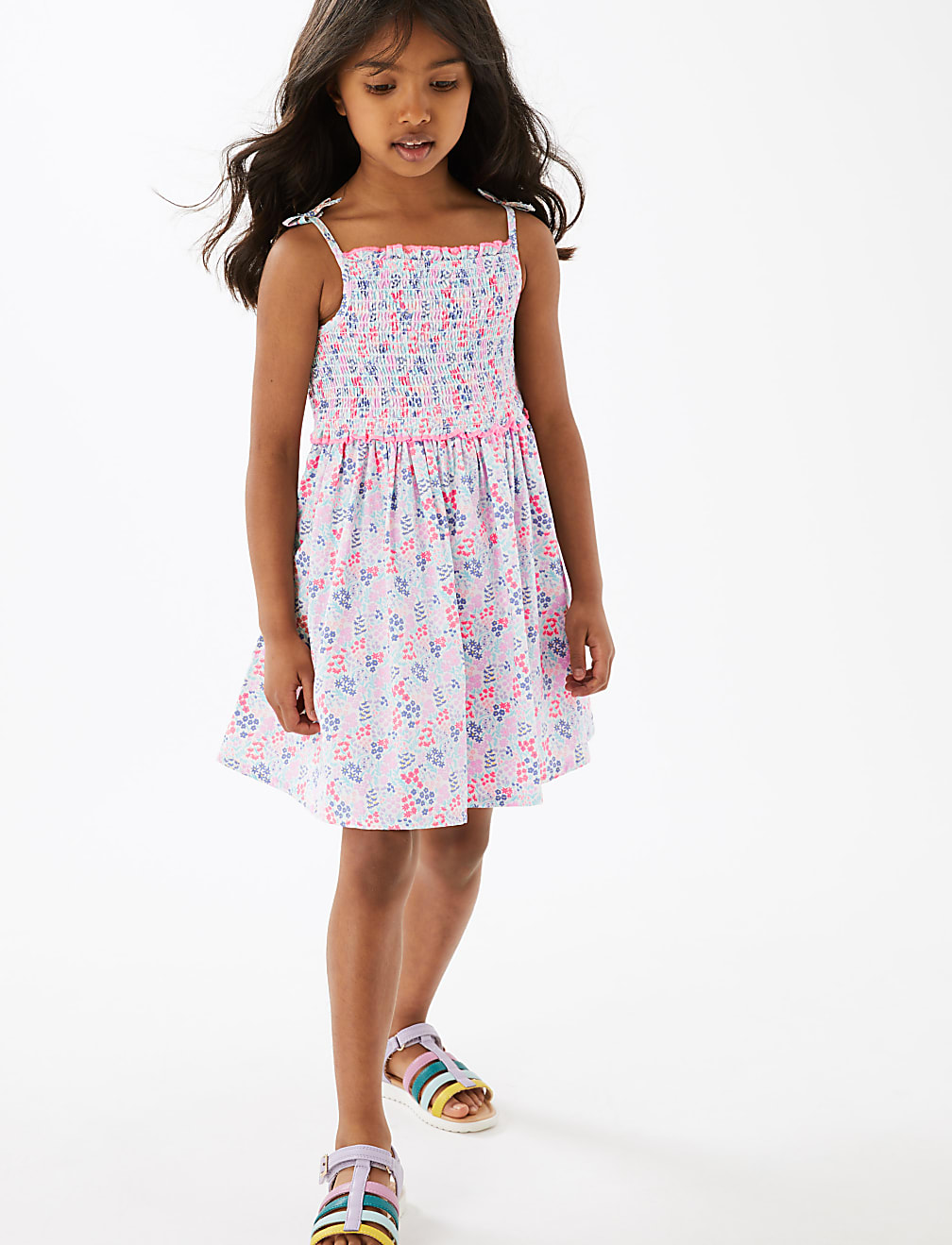 Pure Cotton Floral Dress (2-7 Yrs)
