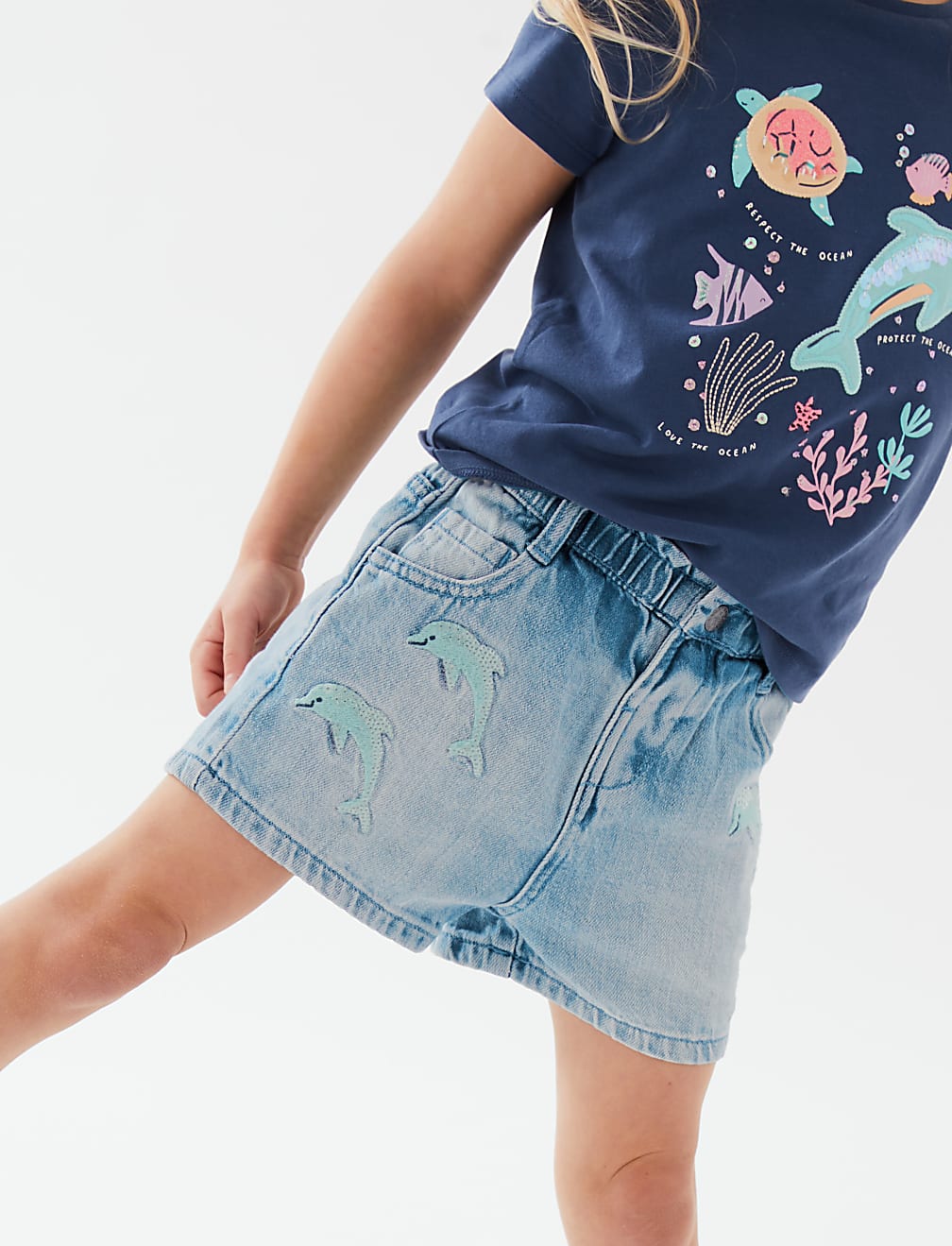 Cotton Rich Denim Dolphin Shorts (2-7 Yrs)